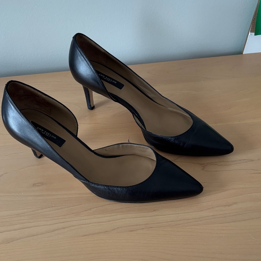 Ann Taylor D’orsay leather Black Heels size 9